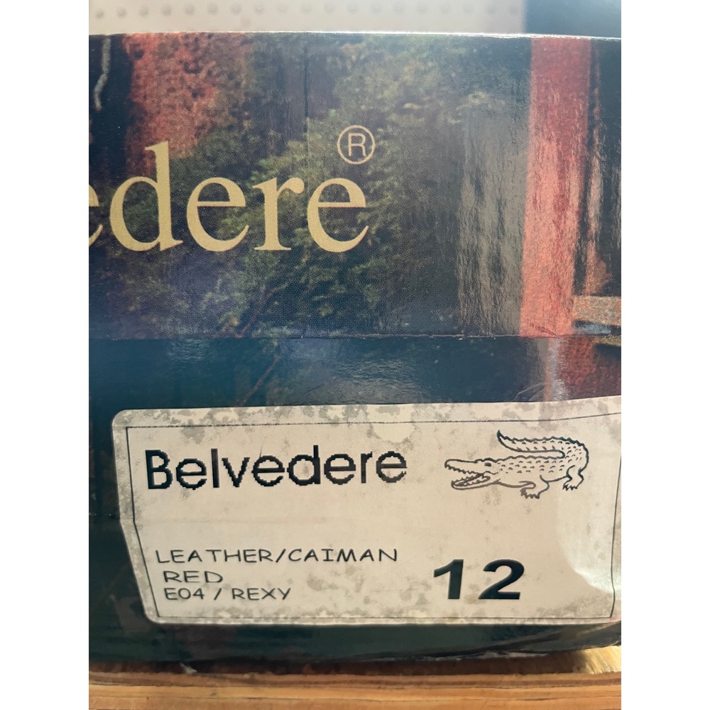 Belvedere Rexy Red Genuine Caiman Crocodile Leather Sneakers Mens 12 E04 NEW - Picture 8 of 8